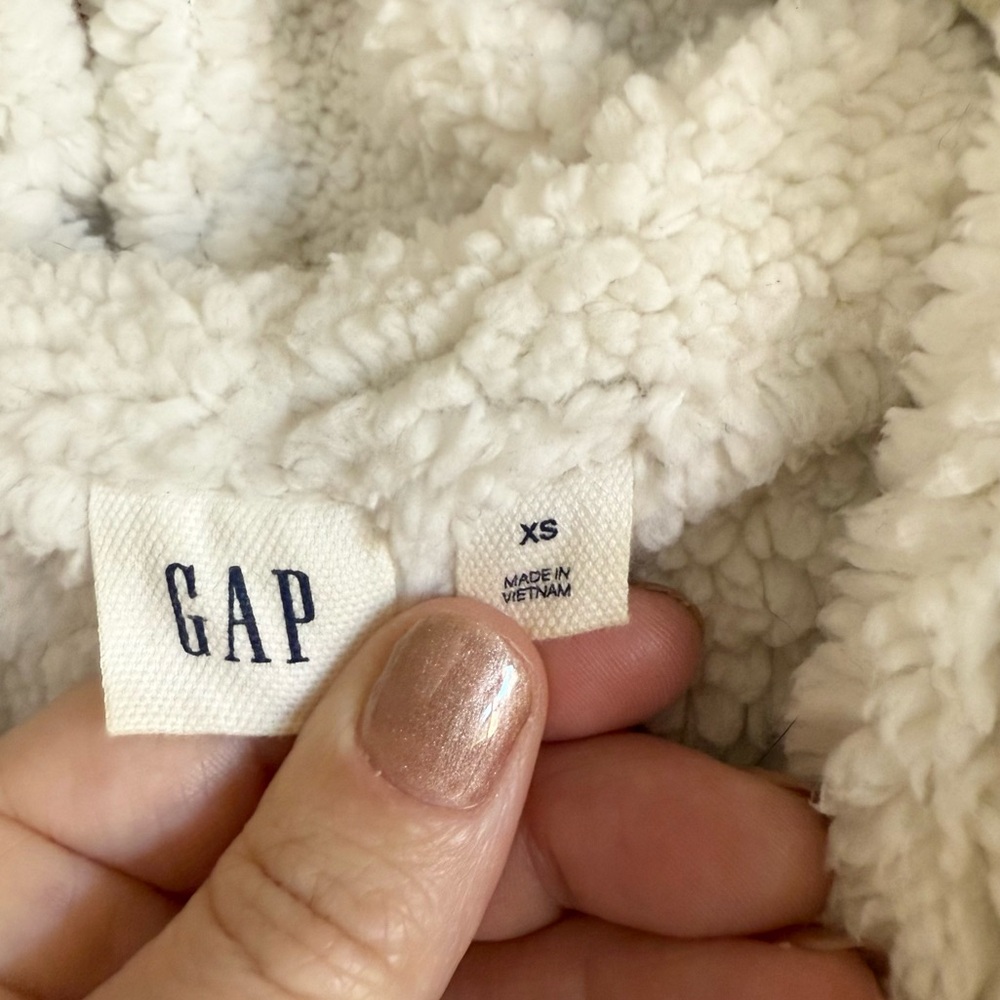 GAP Sherpa Lined Open Sweater Jacket - Picture 9 of 11